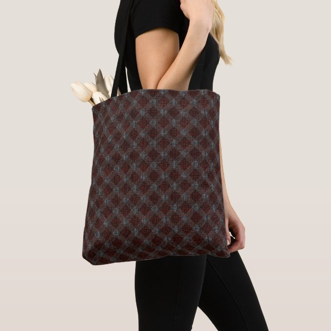 Bolsa Tote Xadrez de tartã transversal com alivio ligeira (Close Up)