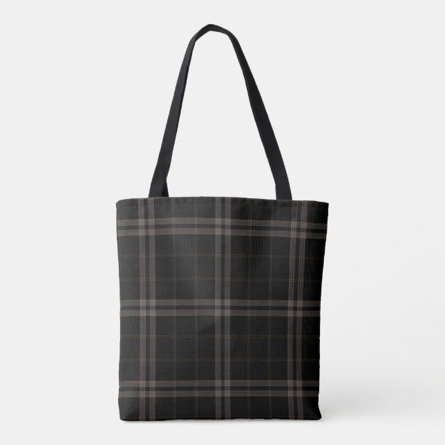 Bolsa Tote Xadrez de Tartan amarela cinzenta preta dobro (Verso)
