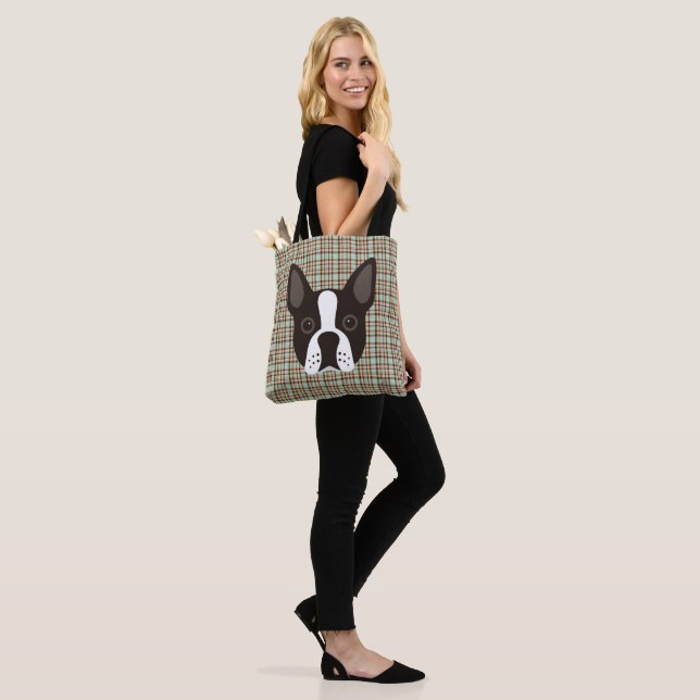 Bolsa Tote Xadrez de Tartan do cão de filhote de cachorro de (No(a) Modelo)