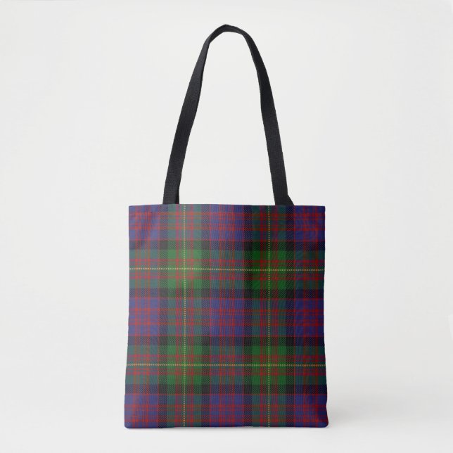 Bolsa Tote Xadrez de Tartan escocesa de Carnegie do clã (Frente)