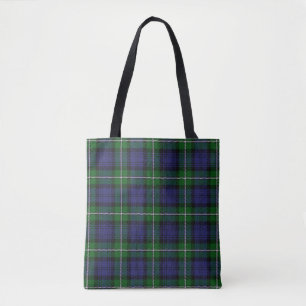 Bolsa Tote Xadrez de Tartan escocesa do verde azul de Forbes
