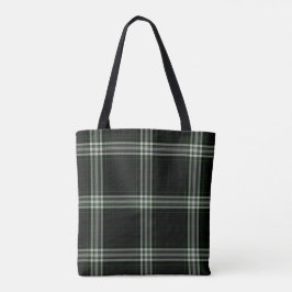Bolsa Tote Xadrez de Tartan verde branca preta dobro