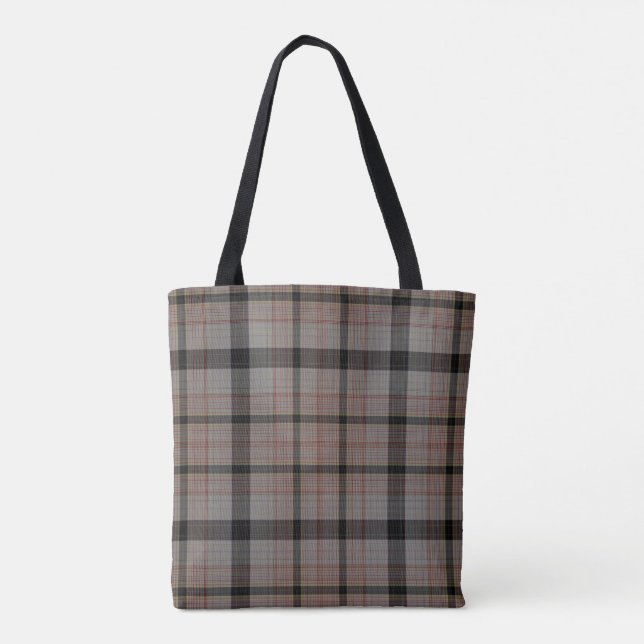Bolsa Tote Xadrez de Tartan vermelha preta cinzenta do Taupe (Verso)