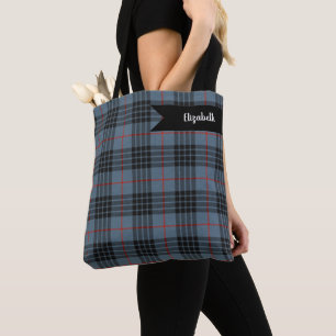 Bolsa Tote Xadrez Escocês Mackay Blue Padrão de Plaid