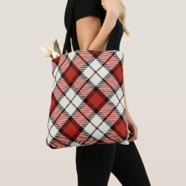 Bolsa Tote Xadrez Escocês Vermelho Clássico