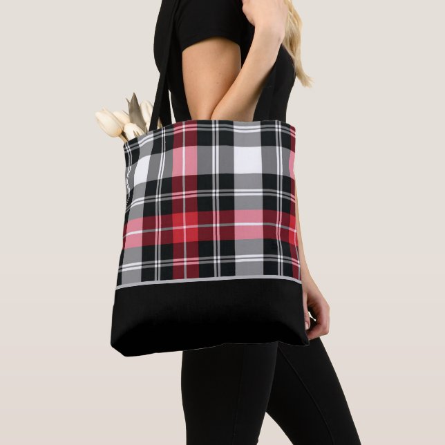 Bolsa Tote Xadrez Flannel Black, White e Red Tartan (Close Up)