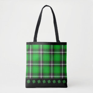 Bolsa Tote Xadrez irlandesa de Tartan no Dia Verde de São Pat