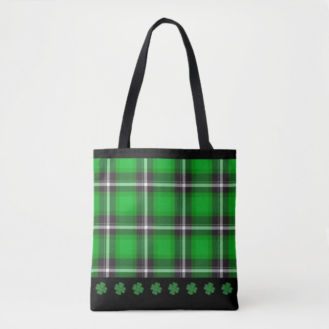 Bolsa Tote Xadrez irlandesa de Tartan no Dia Verde de São Pat (Frente)