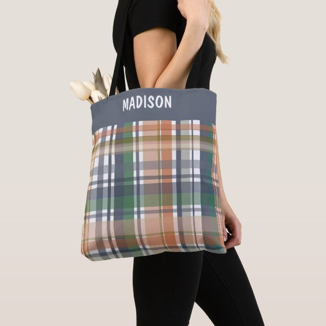 Bolsa Tote Xadrez moderno trendy (Close Up)