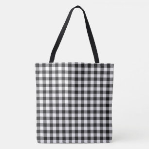 Bolsa Tote Xadrez Preto e Branco Elegante