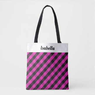 Bolsa Tote Xadrez Rosa Personalizado Padrão de Xadrez Búfalo