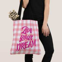 Bolsa Tote Xadrez Rosa-Rosa-Rosa-Rosa-Rosa-Brilhante