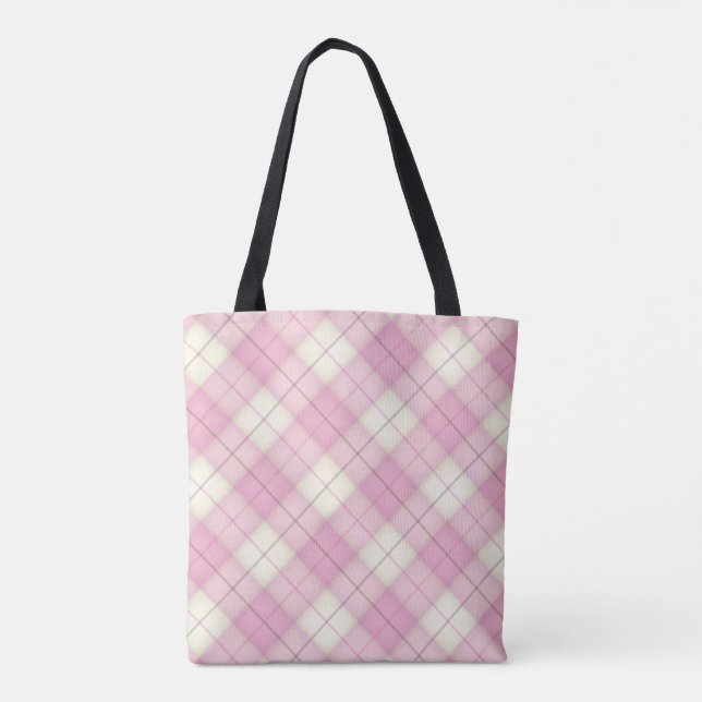 Bolsa Tote Xadrez Rosa Tartan Chic Girls Damas (Verso)