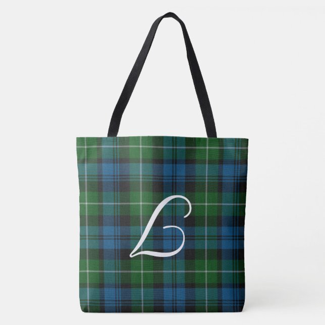 Bolsa Tote Xadrez Tartã Lamont Monogramada (Frente)