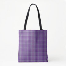 Bolsa Tote Xadrez Tártan Roxo Cinza