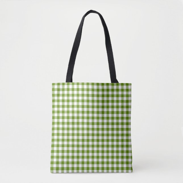 Bolsa Tote Xadrez Verde Abacate Cor Retro (Frente)