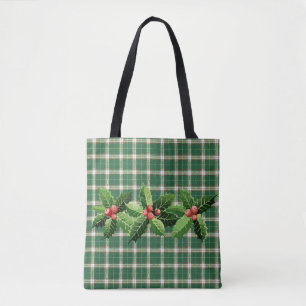 Bolsa Tote Xadrez Verde de Natal