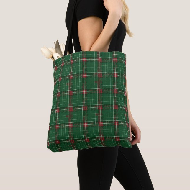 Bolsa Tote Xadrez Verde Natal (Close Up)