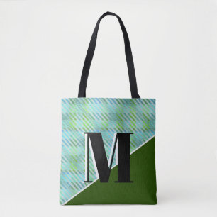Bolsa Tote Xadrez Verde, Rua de Monogramas.