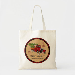 Bolsa Tote Xadrez vermelha do caminhão do vintage da fazenda