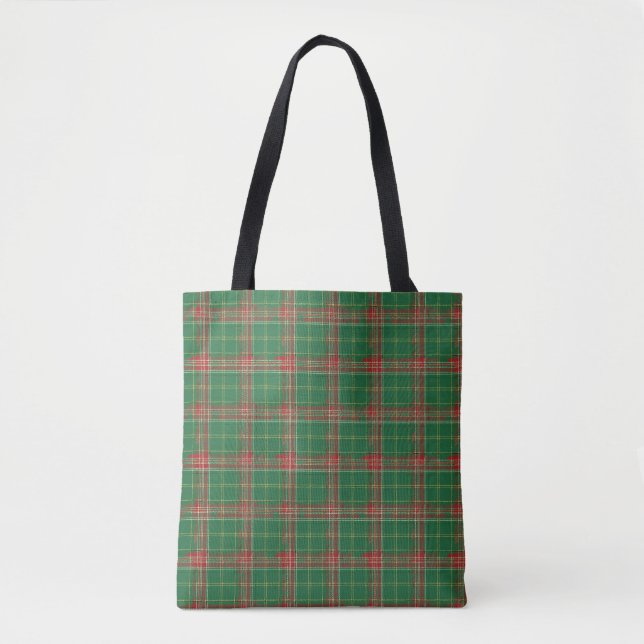 Bolsa Tote Xadrez vermelha verde natalícia (Frente)