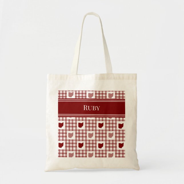 Bolsa Tote Xadrez Vermelho de Ohio (Frente)
