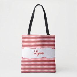 Bolsa Tote Xadrez Vermelho e Branco Clássico | Nome Personali
