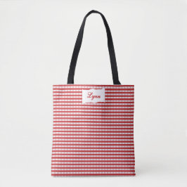 Bolsa Tote Xadrez Vermelho e Branco Clássico | Nome Personali