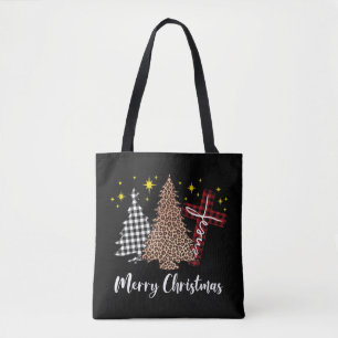 Bolsa Tote Xadrez Xmas Árvore Cristã Cruz Jesus Cristo