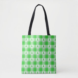 Bolsa Tote Xantoma Não-Hodgkin Awareness Xadrez Verde Lima