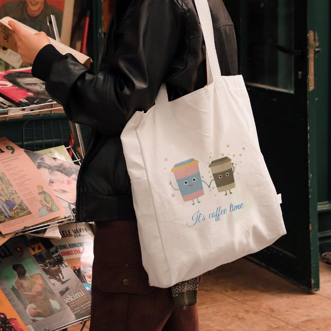 Bolsa Tote Xícaras de café de animação Saco de Tote (Cartoon coffee cups Tote Bag
)