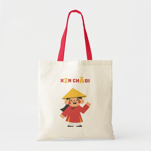 Bolsa Tote Xin Chào! - Tote Bag com Saudação Vietnamita (Frente)