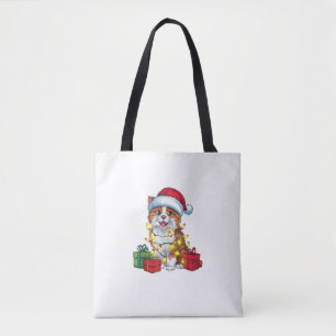 Bolsa Tote Xmas Lighting Santa Hat Karelian Bear Dog Christma