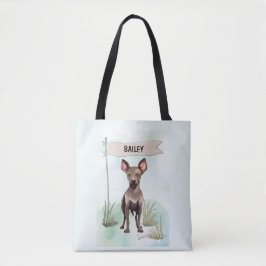 Bolsa Tote Xoloitzcuintli Watercolor Personalized Dog