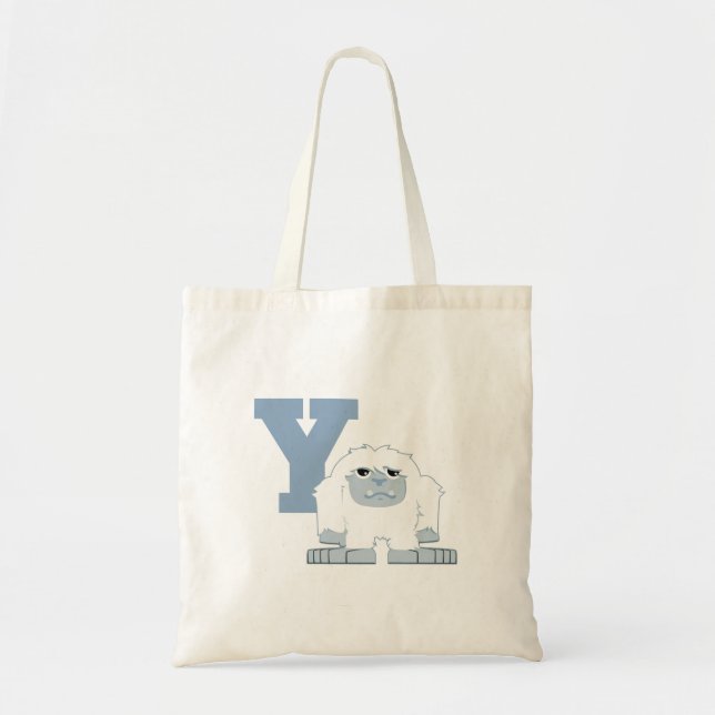 Bolsa Tote Y é para Yeti Monstro Yeti de Desenho Animado Fofo (Frente)
