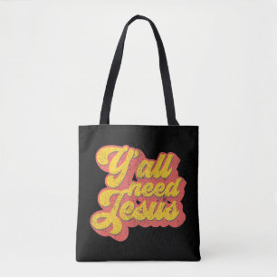 Bolsa Tote Yall Need Jesus Christian Retro 70s Bíblia Cristo 