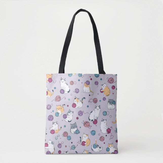 Bolsa Tote Yarn Kittens - Lavanda Linguística (Frente)