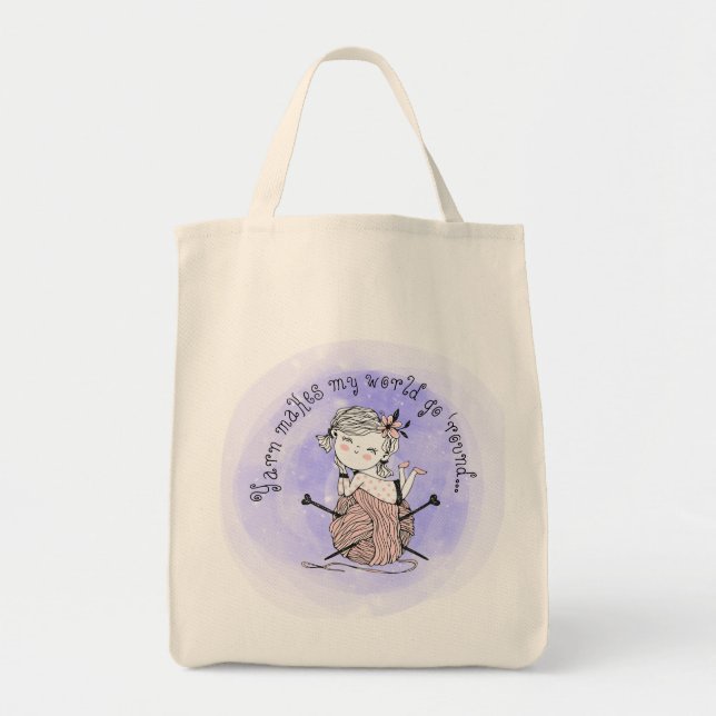 Bolsa Tote Yarn Torna Meu Mundo Saco De Tote (Frente)