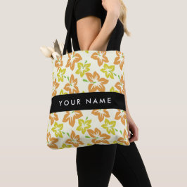 Bolsa Tote Yellow Hibiscus, Orange Hibiscus, Seu Nome