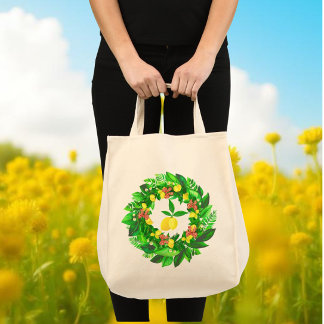 Bolsa Tote Yellow Lemon Wreath 