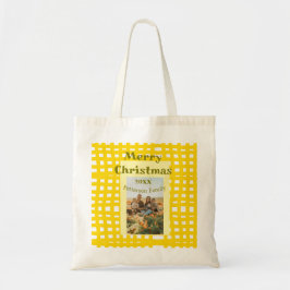 Bolsa Tote Yellow white plaid retro Christmas holiday family 
