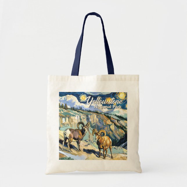 Bolsa Tote Yellowstone National Park Bighorn Sheep Van Gogh (Frente)