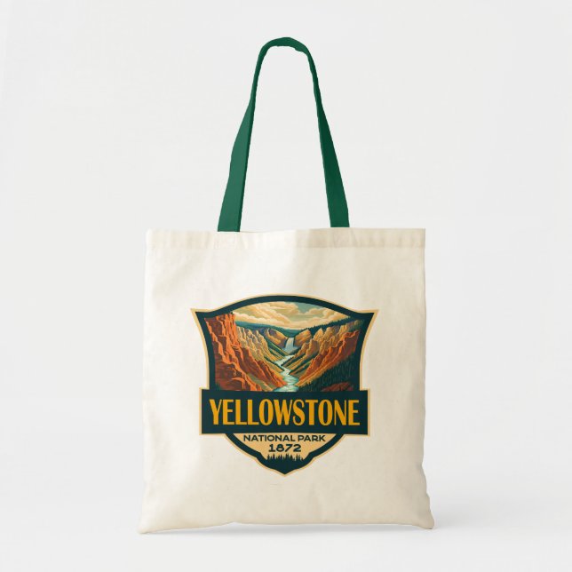 Bolsa Tote Yellowstone National Park Grand Canyon Retro Art (Frente)