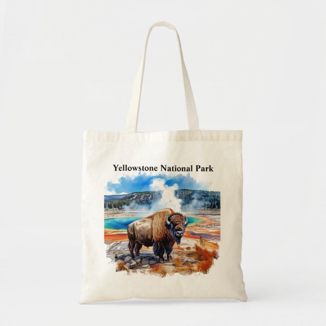 Bolsa Tote Yellowstone National Park Watercolor (Frente)