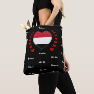 Bolsa Tote Yemen Flag & Heart, Yemen Flag fashion /sport
