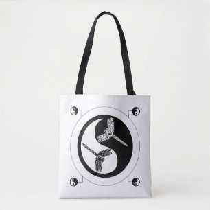 Bolsa Tote Yin Yang Black and White Figura 8 Dragonflies Bols
