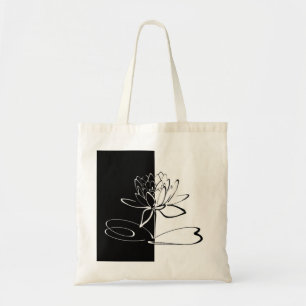 Bolsa Tote Yin Yang Black White Lotus Blossom