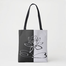 Bolsa Tote Yin Yang Black White Lotus Blossom