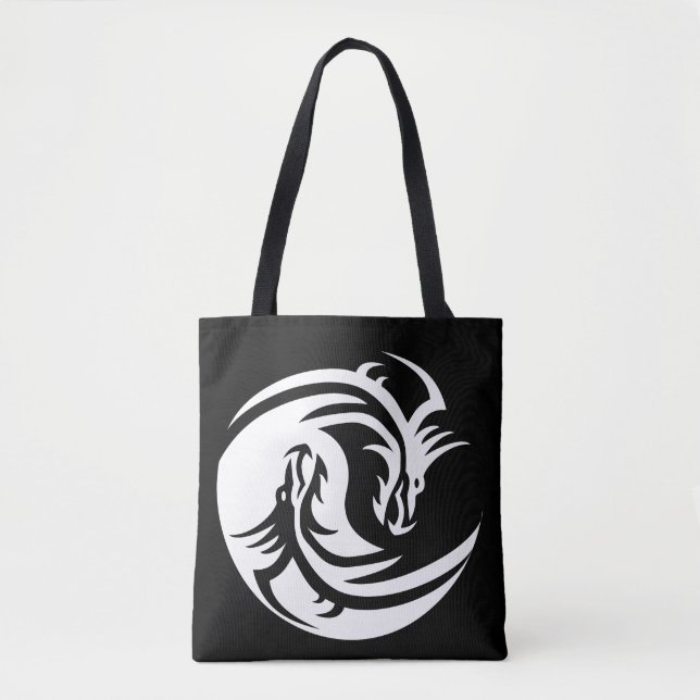 Bolsa Tote yin yang dragons tota saco (Frente)