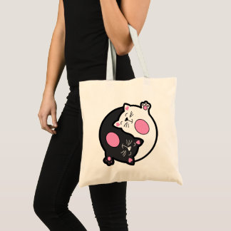 Bolsa Tote Yin Yang Gatos Adormecidos em Preto e Branco 